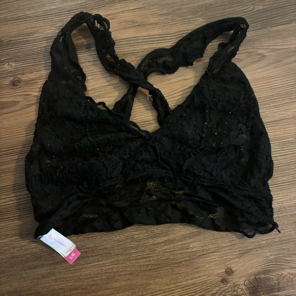 Black Lace Bralette L Summer Cross Bra - Picture 1 of 5